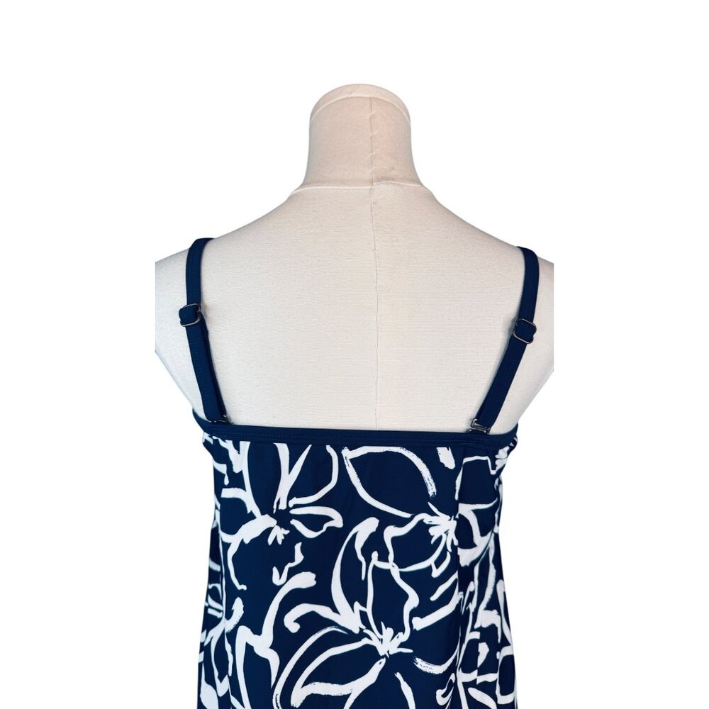 2/$30 NWT Island Escape Size 8 Waist Minimizer Navy & White Floral Tankini Top - Picture 10 of 15
